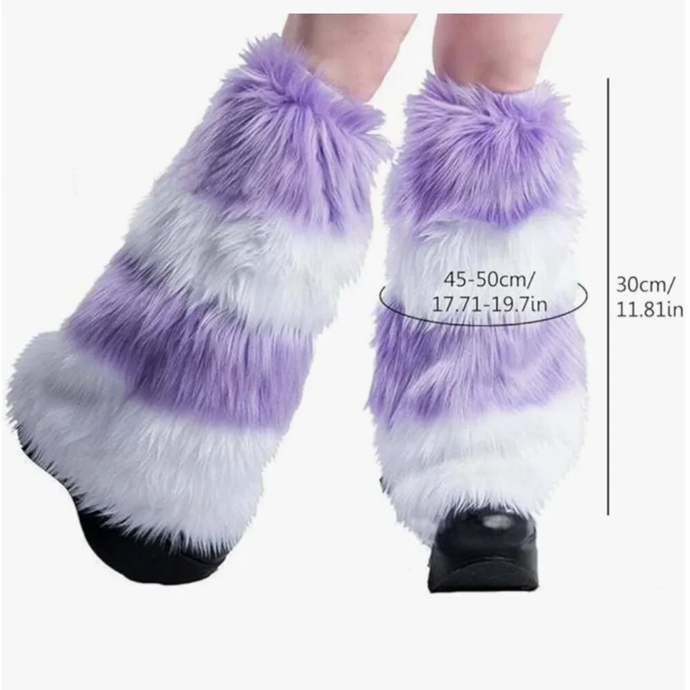Faux Fur Leg Purple Warmers